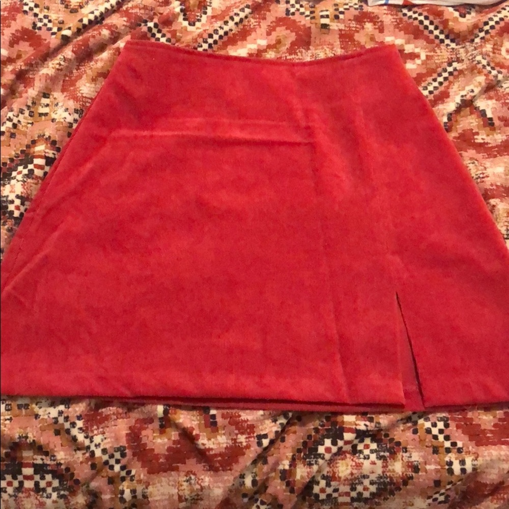 High waist red skirt